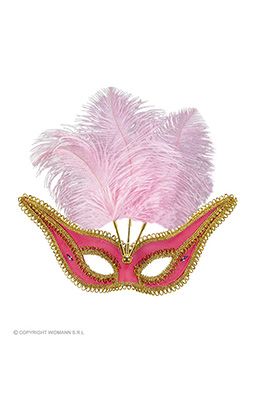 oogmasker rose met goud en veren