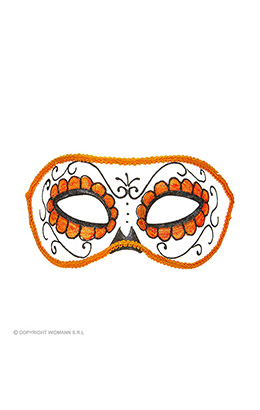 oogmasker dia de los muertos zwart & oranje