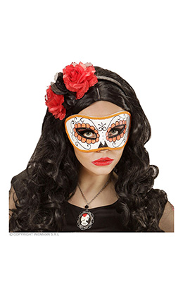 oogmasker dia de los muertos zwart & oranje