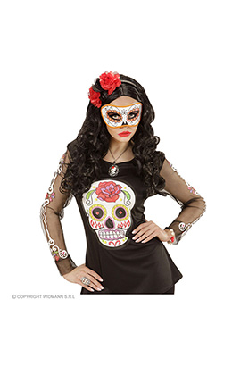 oogmasker dia de los muertos zwart & oranje