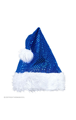 kerstmanmuts glitter, blauw