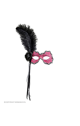 oogmasker brazilie met veren, neon rose