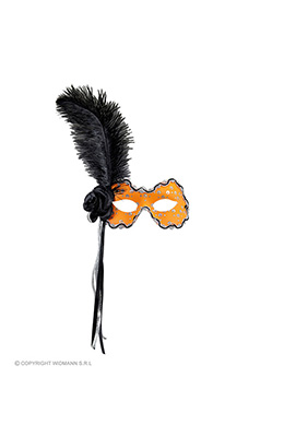 oogmasker brazilie met veren, neon oranje