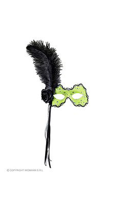oogmasker brazilie met veren, neon groen