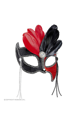 oogmasker grand ball, zwart/rood