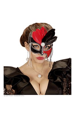 oogmasker grand ball, zwart/rood