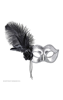 oogmasker venetie zilver met veren