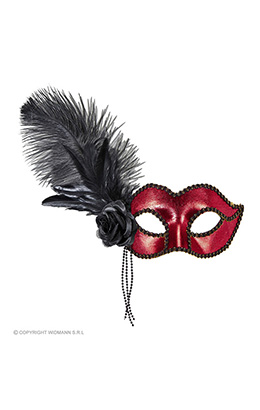 oogmasker venetie rood met veren