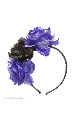 hoofdband paars/zwarte roos met glitter