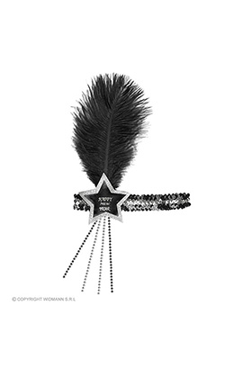 glitter hoofdbandje zwart/zilver happy new year ster