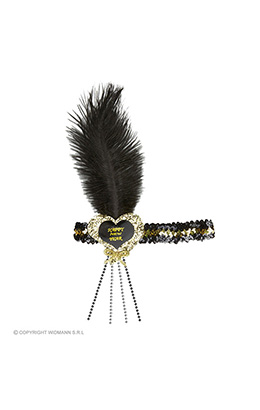 glitter hoofdbandje zwart/goud happy new year hartje