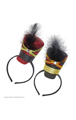 mini hoedje majorette met veren, 4 kleuren ass.