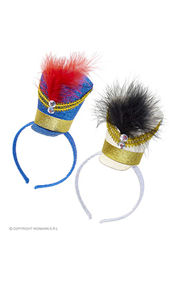 mini hoedje majorette met veren, 4 kleuren ass.