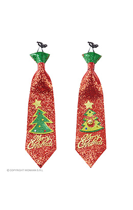 glitter stropdas kerstboom, 2 kleuren ass.