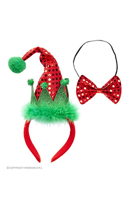 mini santa mutsje met strikje, pailletten