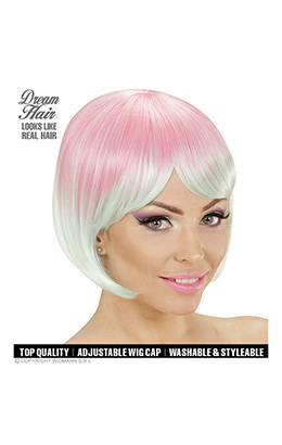 pruik, melange fashion rose/turkoois