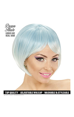 pruik, melange fashion blauw/turkoois