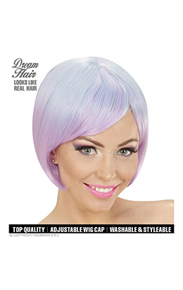 pruik, melange fashion blauw/paars
