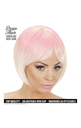 pruik, melange fashion rose/wit