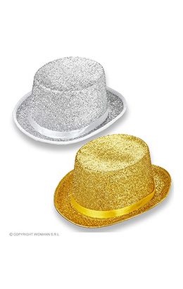 hoge hoed lurex goud of zilver