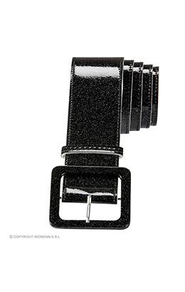 riem glitter 120cm, zwart