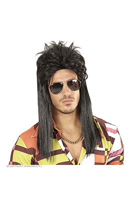 pruik, mullet 80's zwart