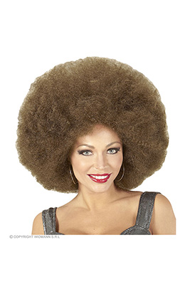 pruik, afro extra groot bruin