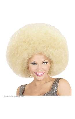 pruik, afro extra groot blond