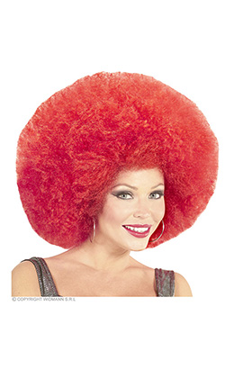 pruik, afro extra groot rood