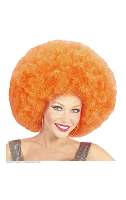 pruik, afro extra groot oranje