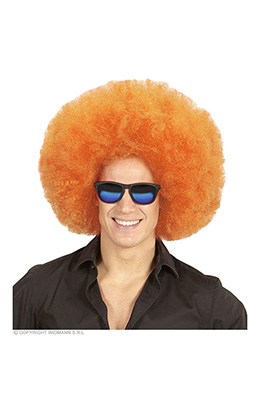 pruik, afro extra groot oranje