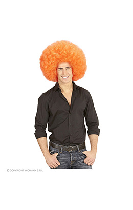 pruik, afro extra groot oranje