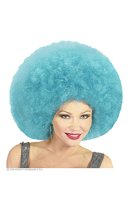pruik, afro extra groot azuur