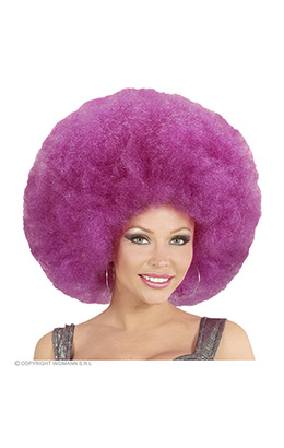 pruik, afro extra groot paars