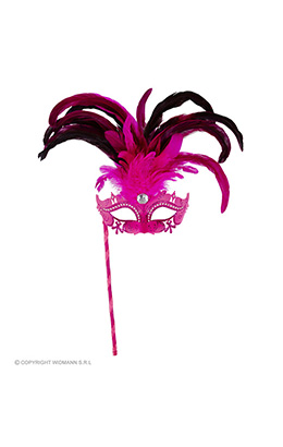 oogmasker met stokje, rose luxe versie
