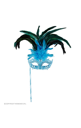 oogmasker met stokje, azuur luxe versie