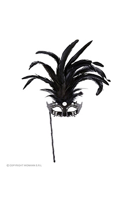 oogmasker met stokje, zwart luxe versie