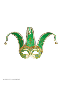 oogmasker, joker met decoratie glitters, groen