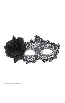 oogmasker glitter bloemen met zwarte roos