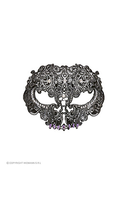 masker kant, schedel met stenen, zwart
