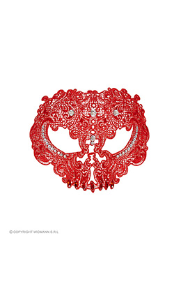 masker kant, schedel met stenen, rood