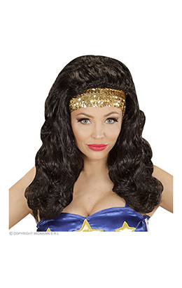pruik, super hero meisje met hoofdband pailletten
