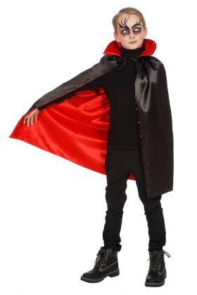 Dracula cape met kraag zwart/rood