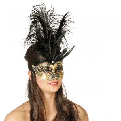 Venetiaans masker grote veren/muzieknoot