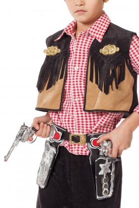 Holster dubbel im. leer met sherrifsterren