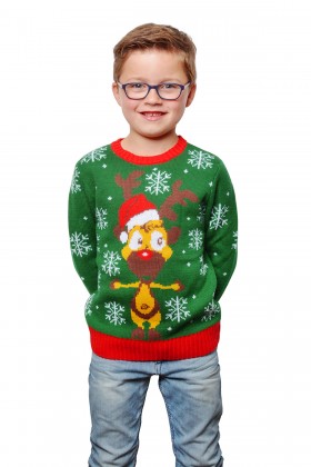 Kersttrui groen met rendier (netto)