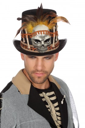Hoge hoed Voodoo de luxe met doodskop