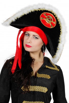 Piratenhoed met doodskop goud