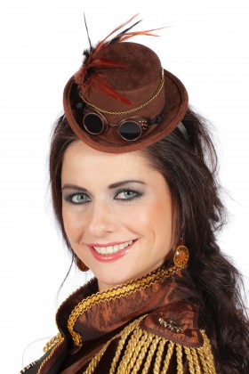 Mini hoed Steampunk met bril