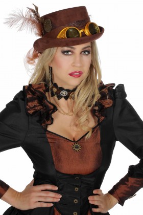 Hoge hoed Steampunk met bril
